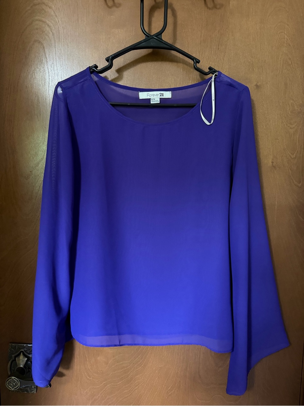 Forever 21 Purple Long Sleeve Chiffon Blouse